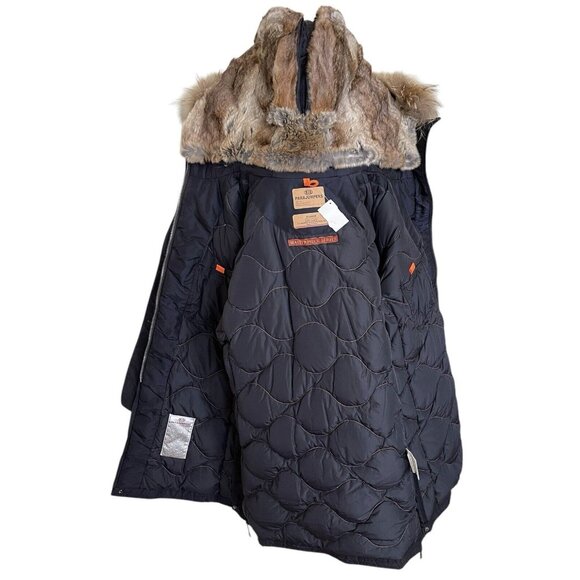 Parajumpers Jacket Coat Womens Size XL Kodiak Base Down Black Fur Hood - Picture 5 of 12